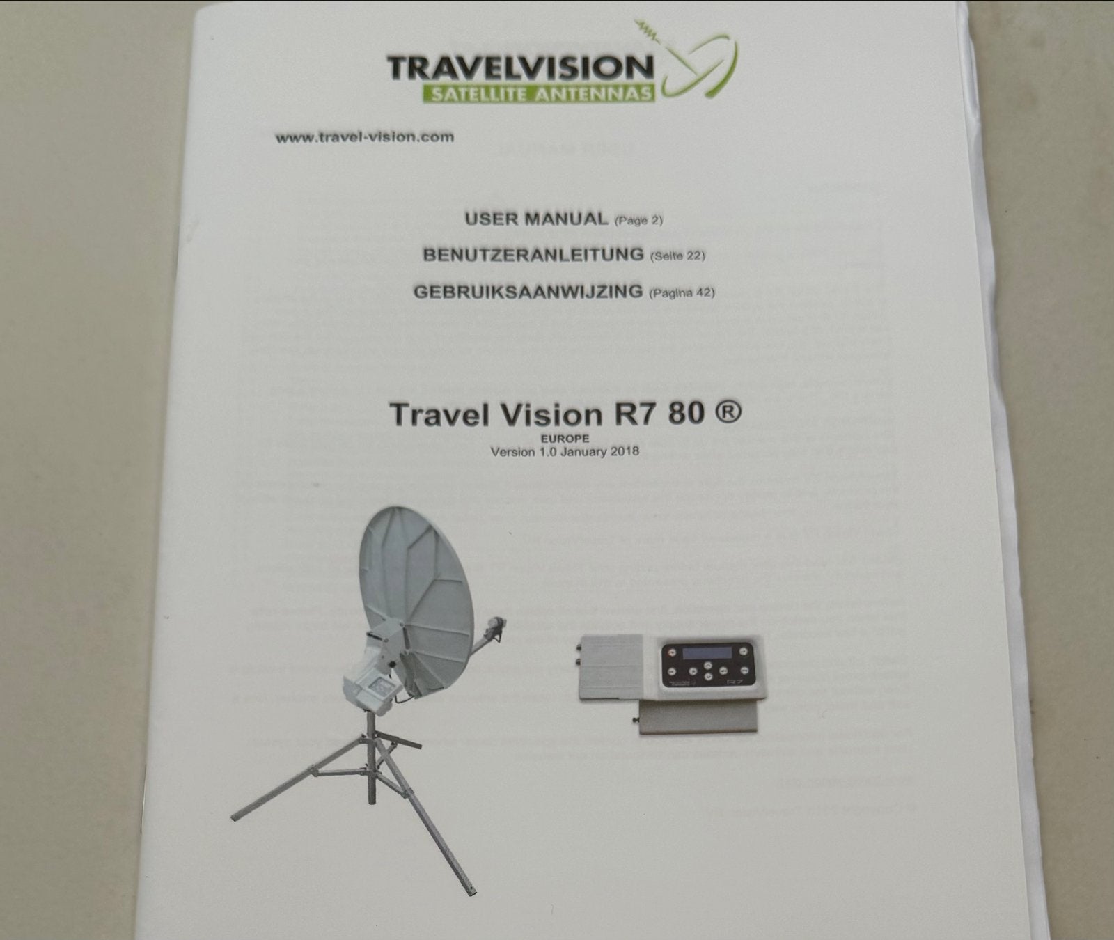 Travel Vision R7 80 Satellietantenne Gebruikershandleiding, Ophalen, Gebruikt, (Schotel)antenne-accessoires, Overige merken