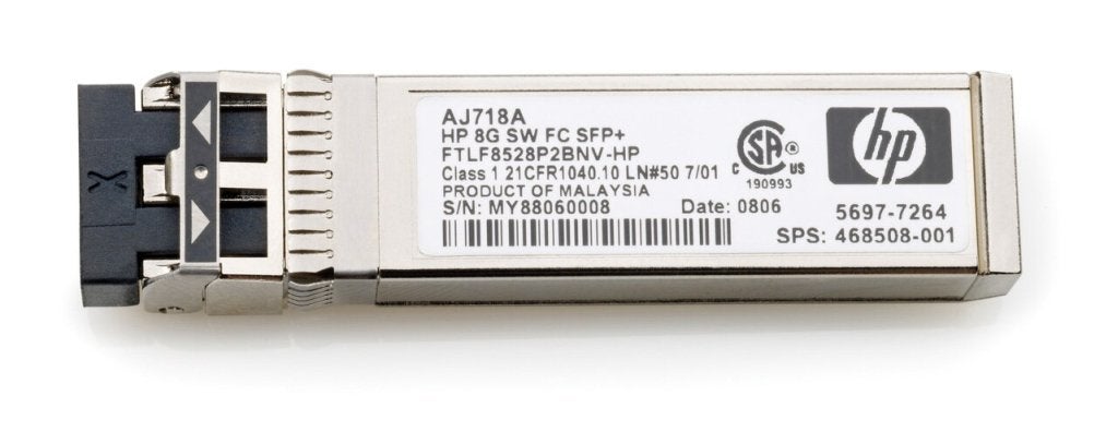 HP 8 Gbit/s SFP+ SR Tranceiver AJ718A, Hewlett Packard Enterprise B.V., Info@hpe.com, Startbaan 16, 1187 XR Amstelveen, Nederland