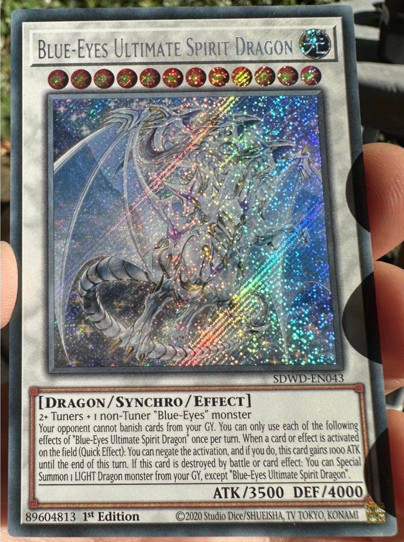 Yu-Gi-Oh! Blue-Eyes Ultimate Spirit Dragon SDWD 1st Edition, Hobby en Vrije tijd, Ophalen of Verzenden, Zo goed als nieuw, Losse kaart