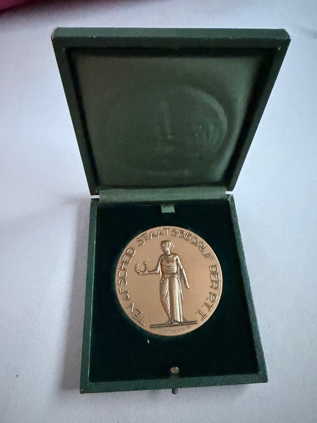 Bronzen nunt ter afscheid na vele jaren werken bij de PTT, Ophalen of Verzenden, Brons