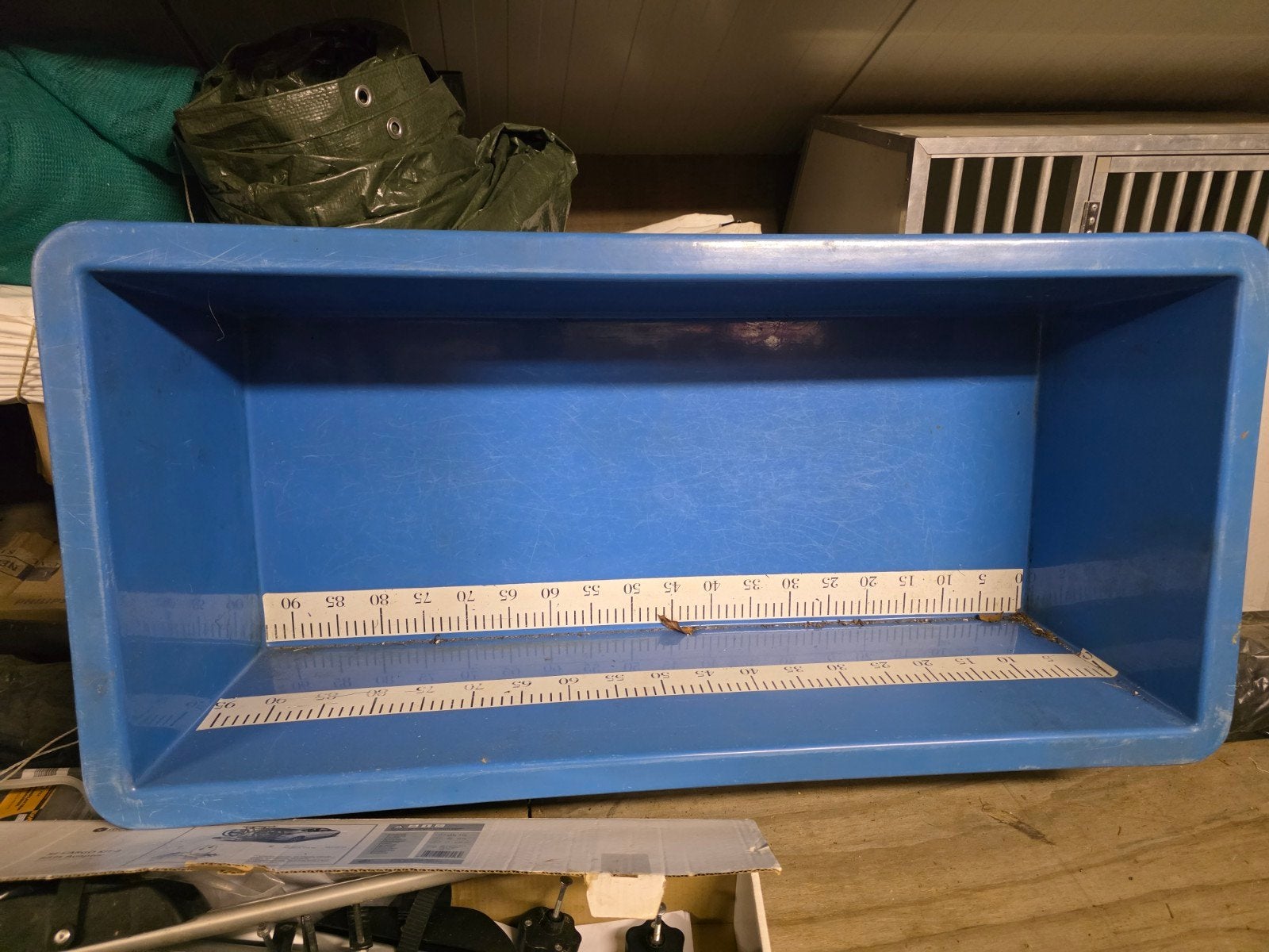 Blauwe vismeetbak glasfiber met schaalverdeling, Tuin en Terras, Ophalen, Gebruikt, Overige typen
