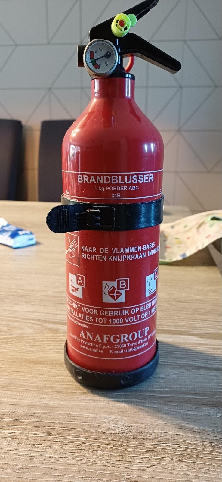 ABC 1kg poederblusser incl ophangbeugel, Ophalen, Zo goed als nieuw, Brandblusser
