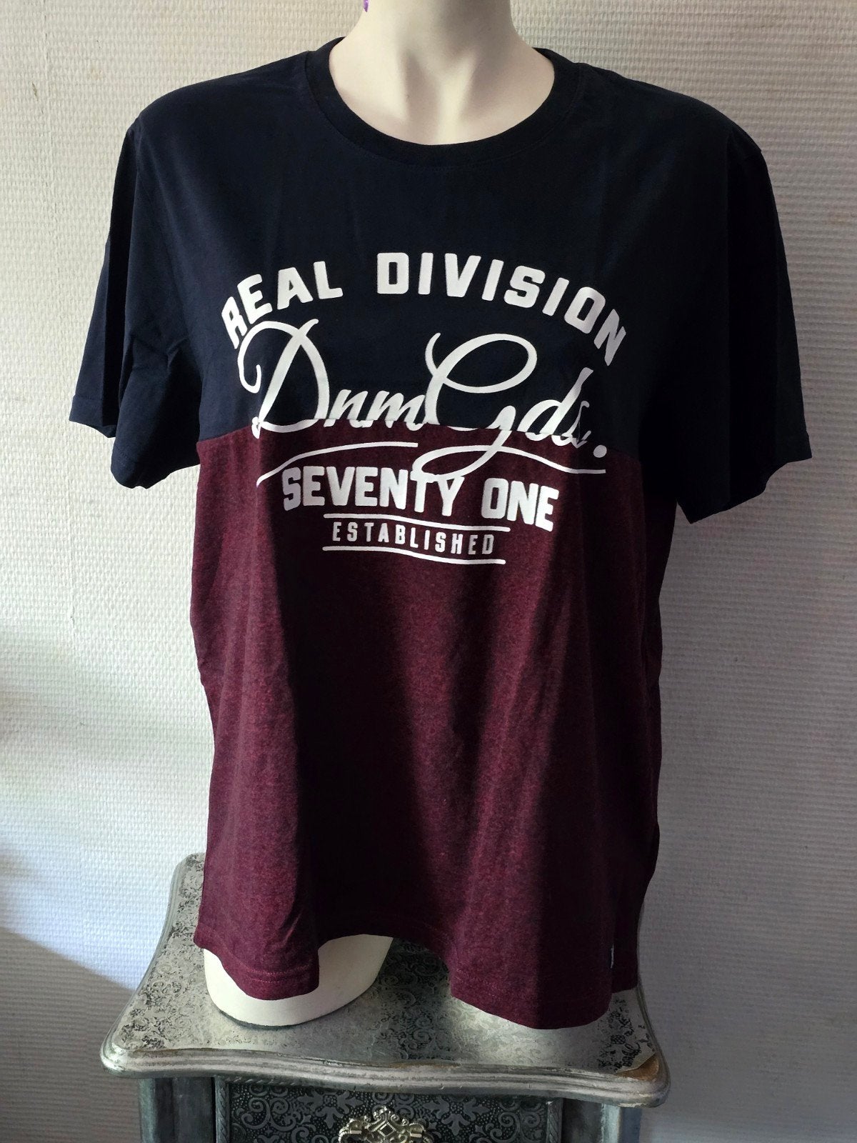 C&A Angelo Litrico heren T-shirt XL - Donkerblauw/Bordeaux, Kleding | Heren, Meerkleurig, Angelo Litrico, Maat 56/58 (XL), Ophalen of Verzenden