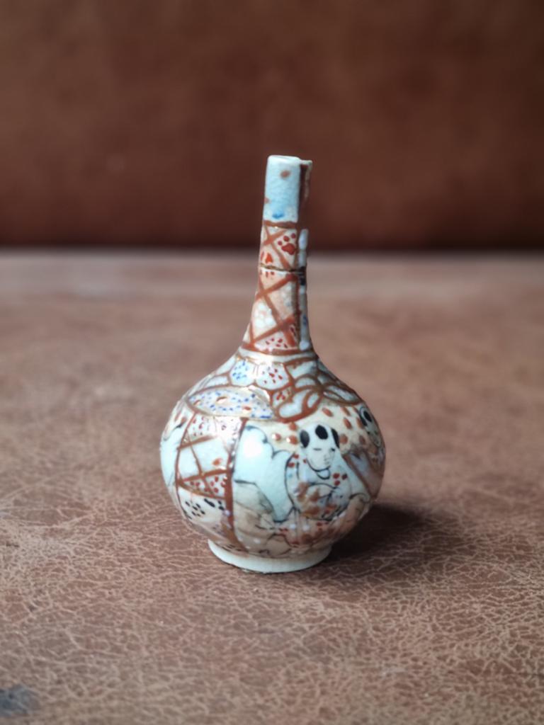 Antieke Japanse Satsuma Vaas - Miniatuur Handgeschilderd, Ophalen of Verzenden