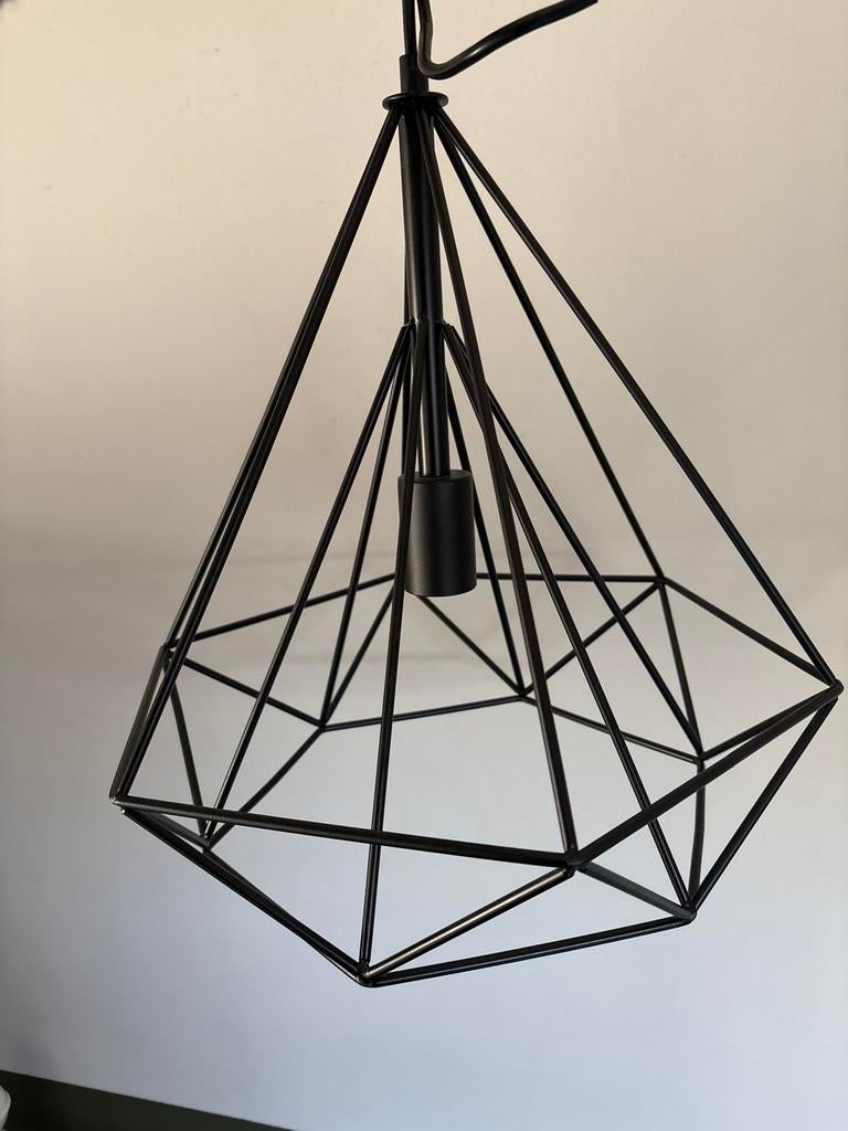 Moderne Zwarte Metalen Hanglamp - Geometrisch Design, Ophalen of Verzenden, Zo goed als nieuw, Metaal, Minder dan 50 cm