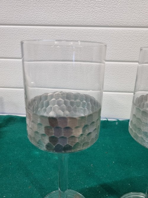 Kandelaars van glas zilver kleurige rand, Ophalen of Verzenden, 'T Olde Gre-j, Info@toldegrej.nl, Endepoelstraat 20f Didam