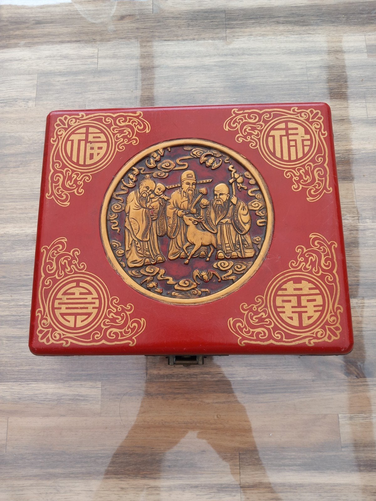 Vintage Chinees Schaakspel in Houten Kist, China, Ophalen of Verzenden, Hout