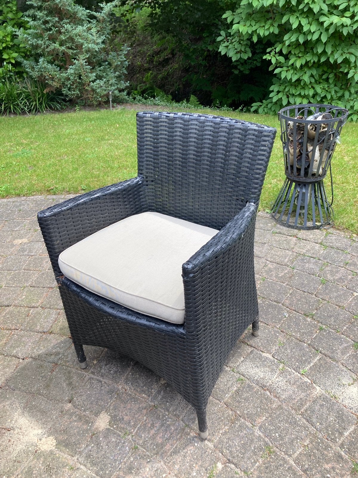 Wicker tuinset met 6 stoelen., Ophalen, Gebruikt, Eettafel, 6 zitplaatsen