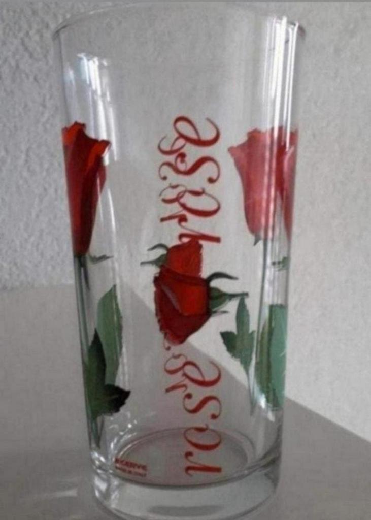 VTG Cerve Glas met Roos opdruk, Verzamelen, Glas en Borrelglaasjes, Ophalen of Verzenden, Zo goed als nieuw
