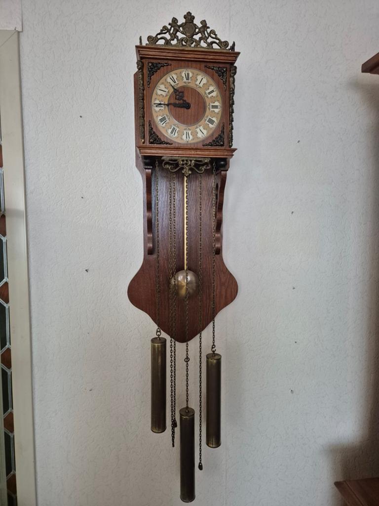 Klassieke Eiken Wandklok met Slinger en Gewichten, Antiek en Kunst, Antiek | Klokken, Ophalen