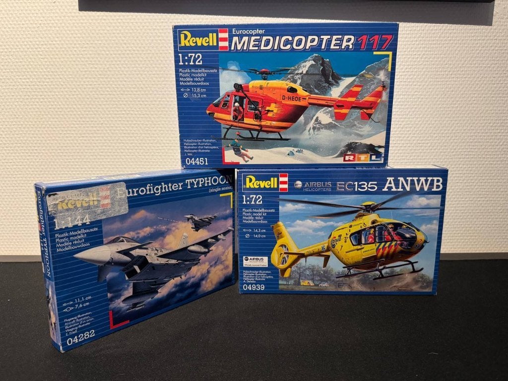 3x Revell / Eurofighter, Medicopter & ANWB helikopter, 1:72 tot 1:144, Nieuw, Ophalen of Verzenden, Revell