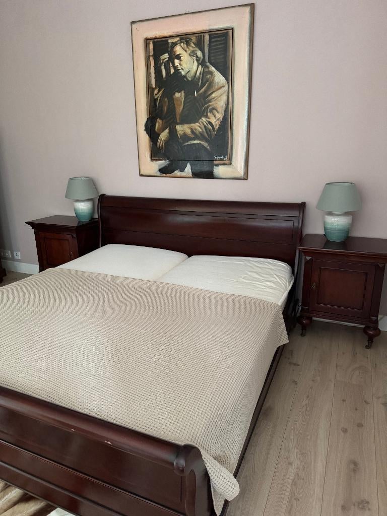 Tweepersoonsbed 200x180, Huis en Inrichting, Slaapkamer | Bedden, Ophalen, Bruin, Tweepersoons, 180 cm