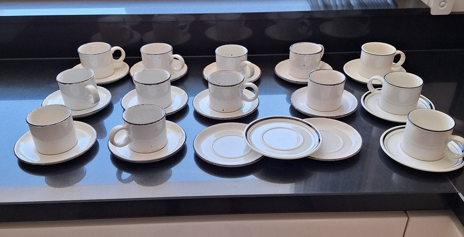 Vintage Midwinter Stonehenge servies - 12 kopjes en schotels, Ophalen