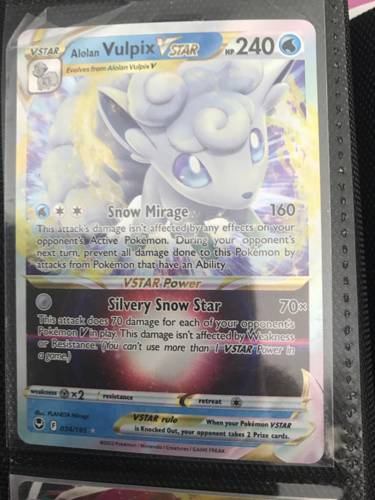 Alolan Vulpix VSTAR Pokémon Kaart (034/195), Hobby en Vrije tijd, Verzamelkaartspellen | Pokémon, Zo goed als nieuw, Losse kaart