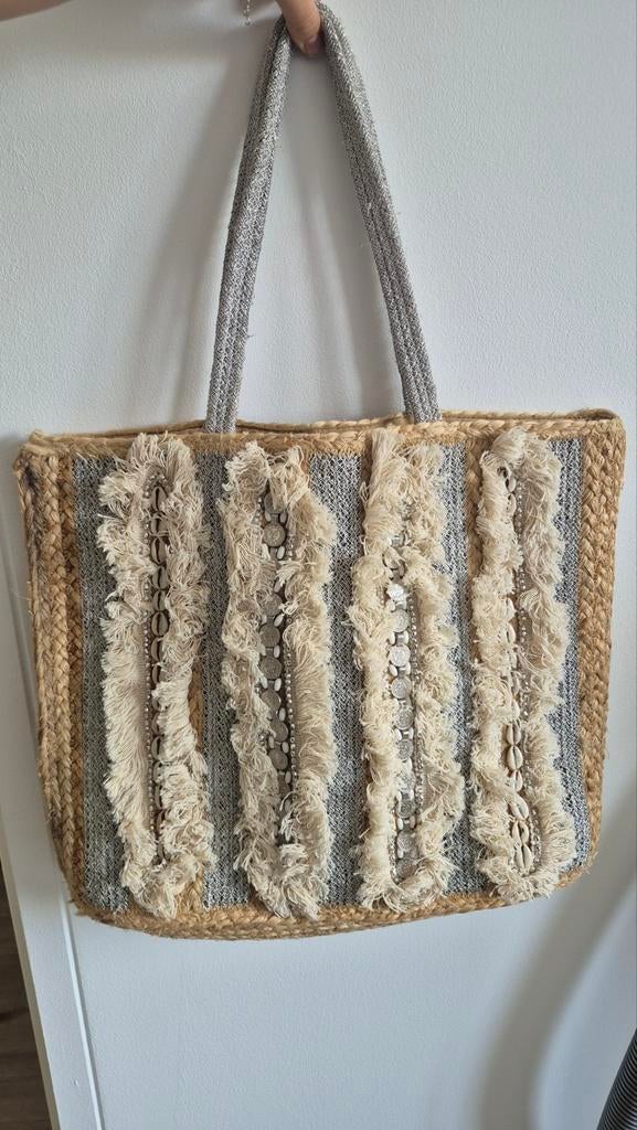 Ibiza stijl tas met franjes, Sieraden, Tassen en Uiterlijk, Tassen | Damestassen, Ophalen of Verzenden, Zo goed als nieuw, Beige