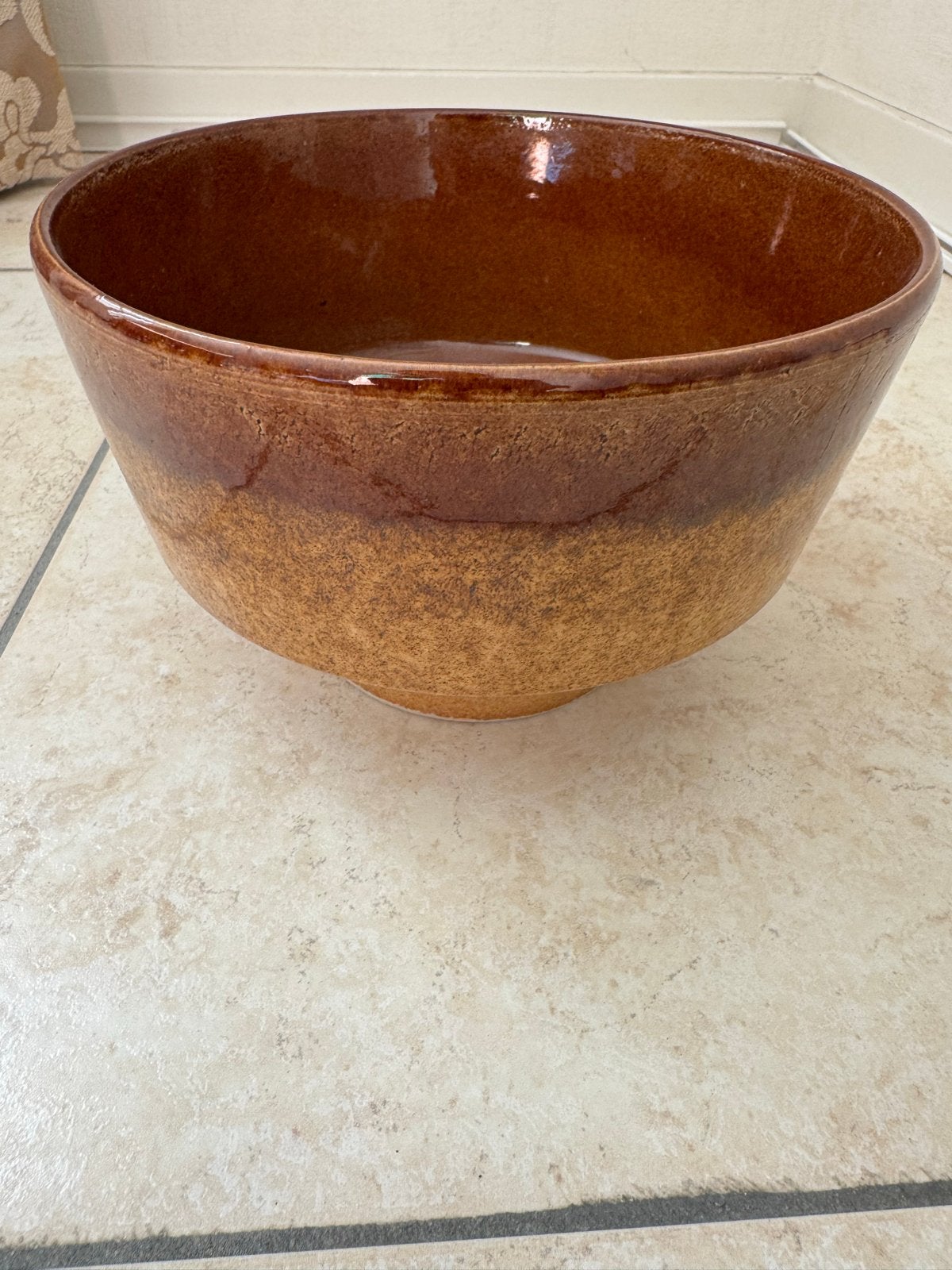 Vintage Aardewerken Kom - Bruin, Ø 20 cm, Ophalen of Verzenden