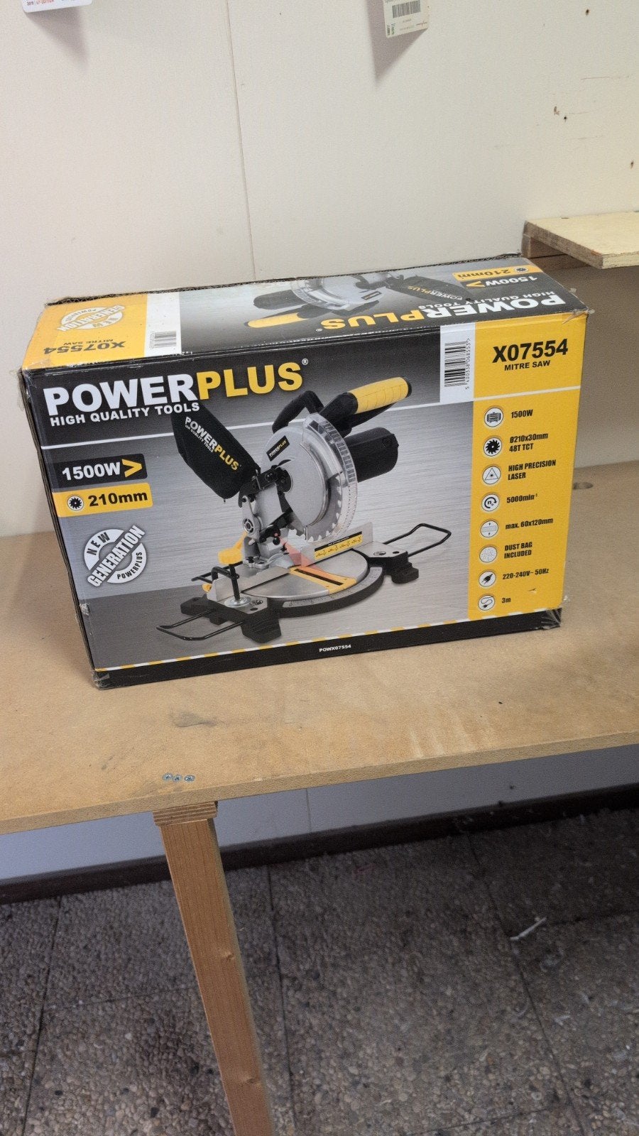 PowerPlus X07554 Afkortzaag 1500W 210mm, Ophalen of Verzenden