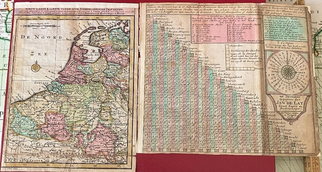 Landtkaartje XVII Nederlandsche Provintien Steedewijzer 1738, Gelezen, Verzenden, Landkaart, 1800 tot 2000
