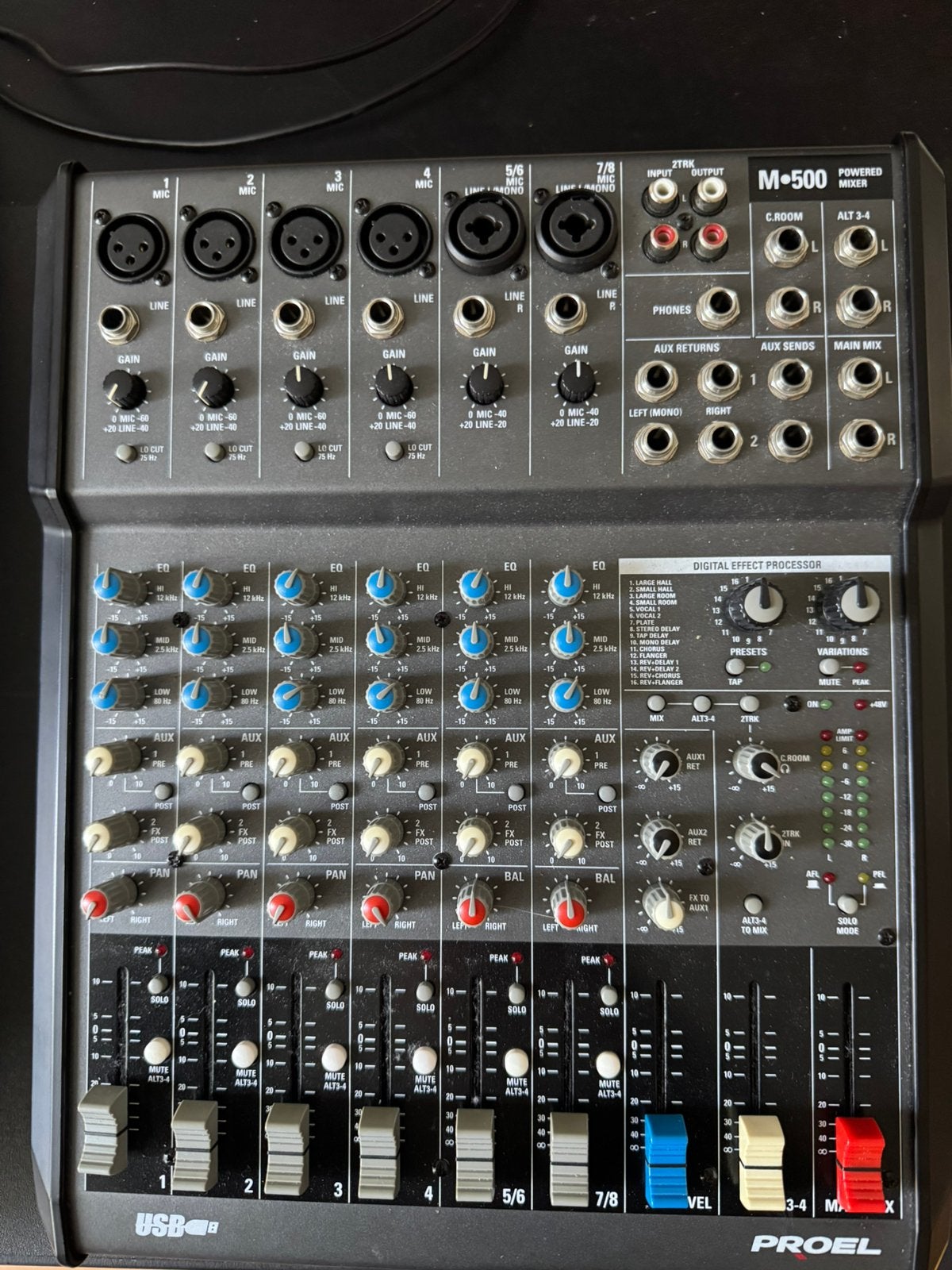 proel M500!USB actief mengpaneel 2 x 250 Watt, Ophalen, Gebruikt