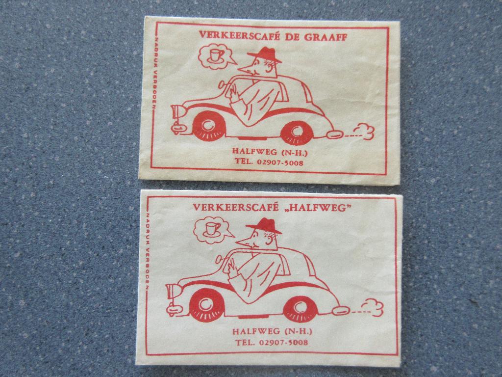 2 x Halfweg, verkeerscafé de Graaff / Halfweg, Verzamelen, Verzenden, Nederland
