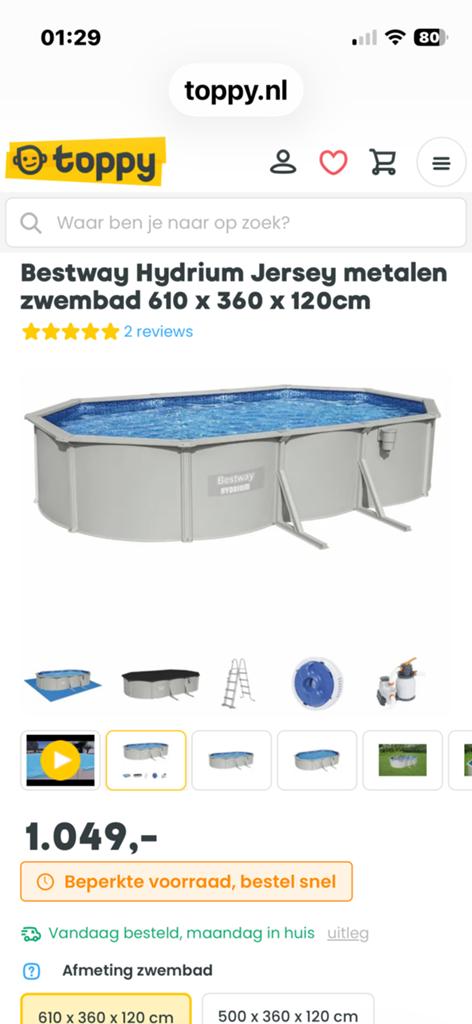 Zwembad bestway hydrium jersey van metaal., Tuin en Terras, Zwembaden, Ophalen, Minder dan 80 cm, Opzetzwembad, Minder dan 200 cm