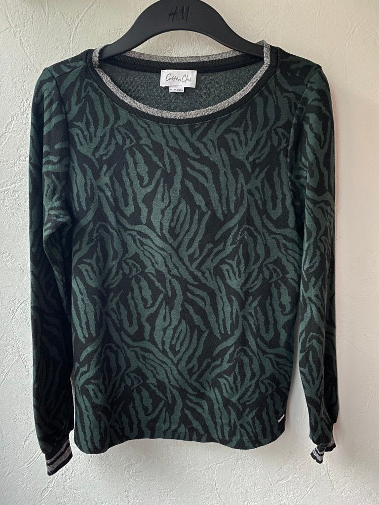 Nieuwe groene tijgerprint trui Cotton Club maat XS, Nieuw, Ophalen of Verzenden, Groen, Maat 34 (XS) of kleiner