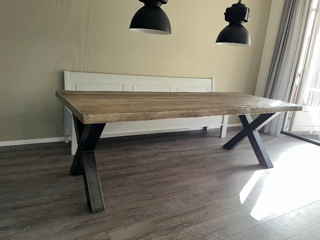Eetkamertafel, Huis en Inrichting, Gebruikt, Eikenhout, 200 cm of meer, Vijf personen of meer