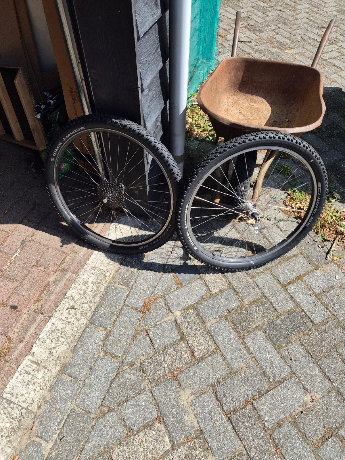 Schwalbe Smart Sam 26 inch mountainbike wielen met banden, Fietsen en Brommers, Fietsonderdelen, Gebruikt, Schwalbe, Aluminium