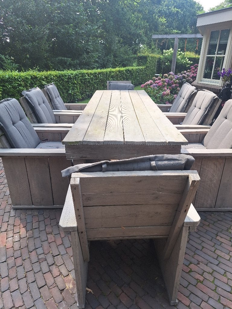 houten tuinset, Ophalen, Gebruikt, 8 zitplaatsen, Tuinset