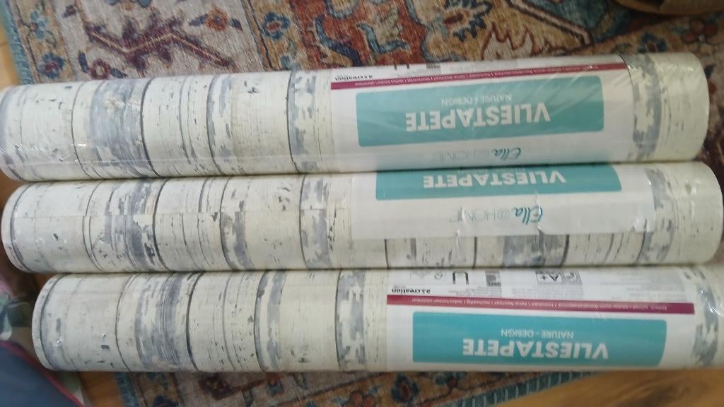 3 rollen behang nieuw, Ophalen of Verzenden, 25 tot 50 m², Grijs, Modern Scandinavische