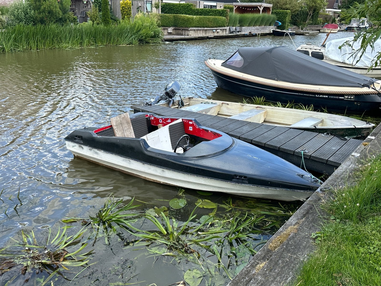 Speedboot zwart met 9.9 Tohatsu 2 takt, Ophalen, Gebruikt, Buitenboordmotor, Polyester