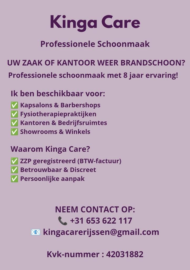 Zzp Schoonmaakster, Overige niveaus, Vanaf 10 jaar, Overige vormen