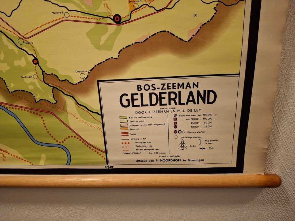 Oude Schoolplaat Landkaart Gelderland, Ophalen of Verzenden, Aardrijkskunde