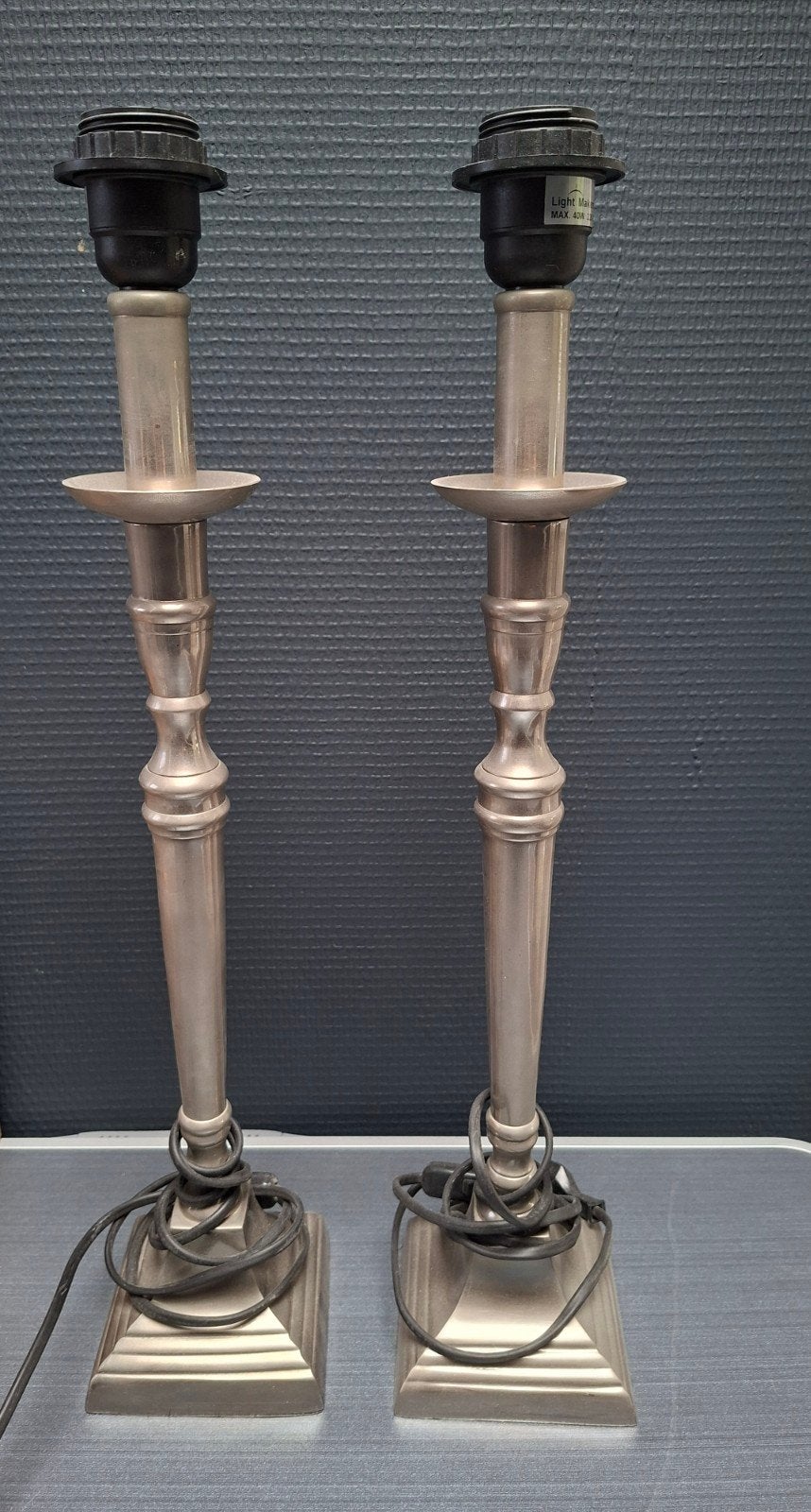 Set van 2 klassieke tafellampen, Overige merken, Gebruikt, E27 (groot), Zilver