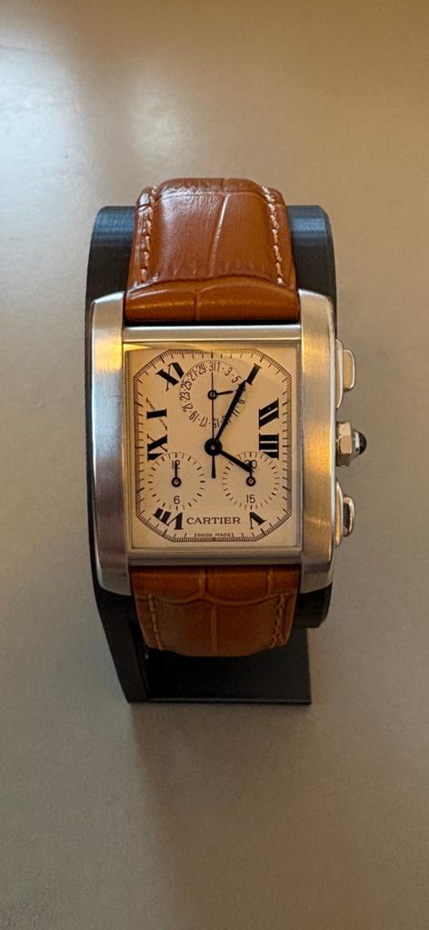 Cartier Tank Francaise Chronoflex, 3 banden, Sieraden, Tassen en Uiterlijk, Horloges | Heren, Ophalen of Verzenden, Zo goed als nieuw