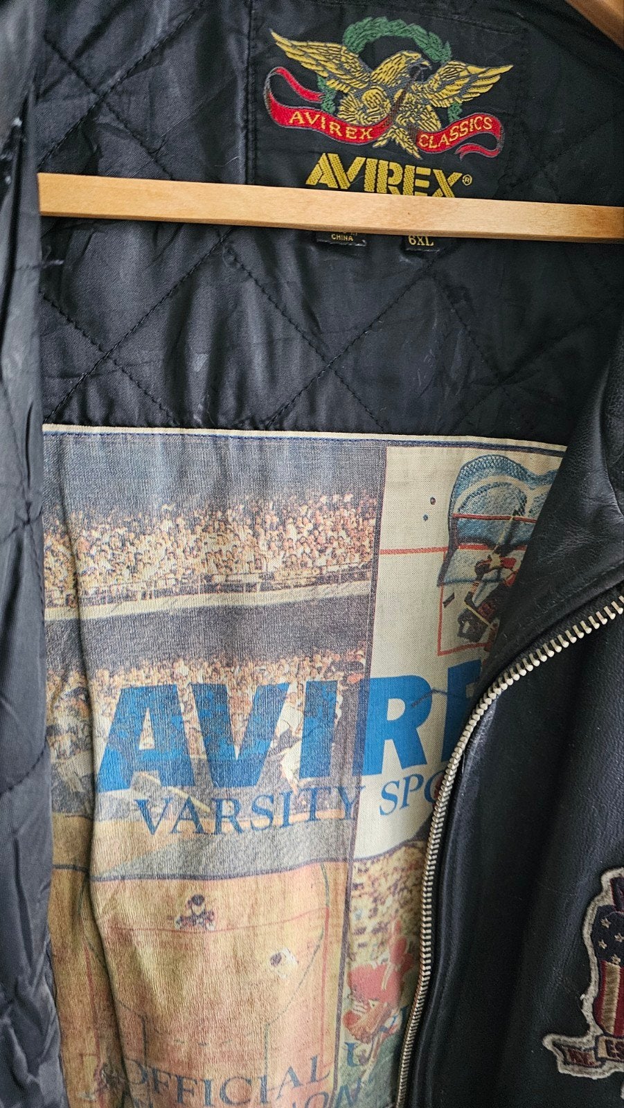 Vintage Avirex Leren Bomberjack - 5xl a 6xl Varsity, Avirex, Zwart, Overige maten, Ophalen of Verzenden
