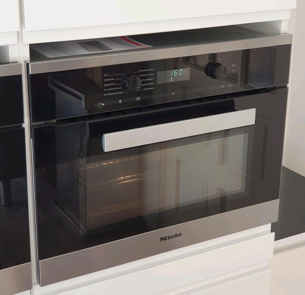 Luxe Miele H6200BM combi magnetron/ oven, Zo goed als nieuw, Oven met grill, Inbouw, 45 tot 60 cm