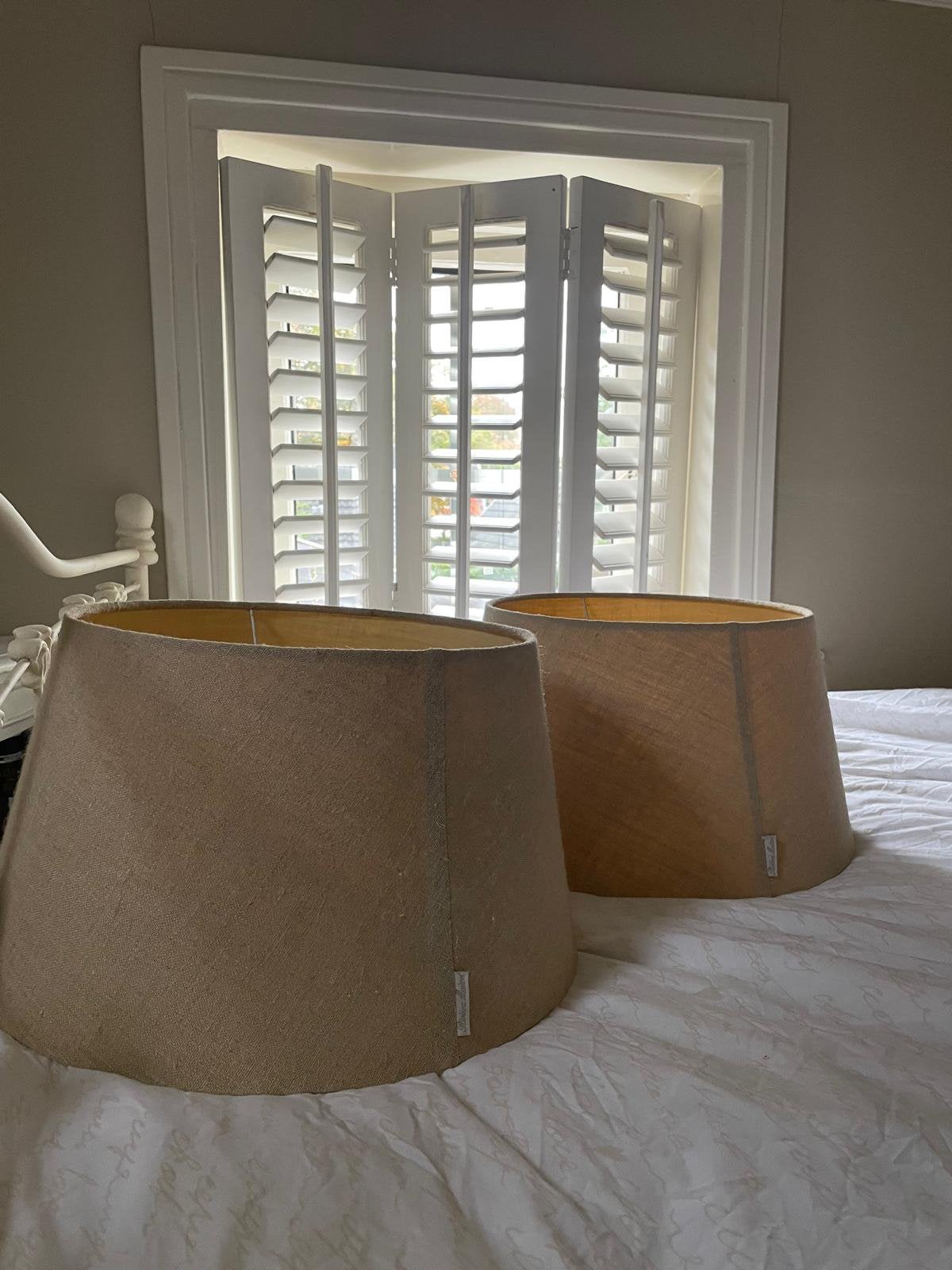 Riviera Maison Lampenkap 2x / Linnen / Beige / Taupe, Huis en Inrichting, Gebruikt, Beige, Ophalen of Verzenden, 50 cm