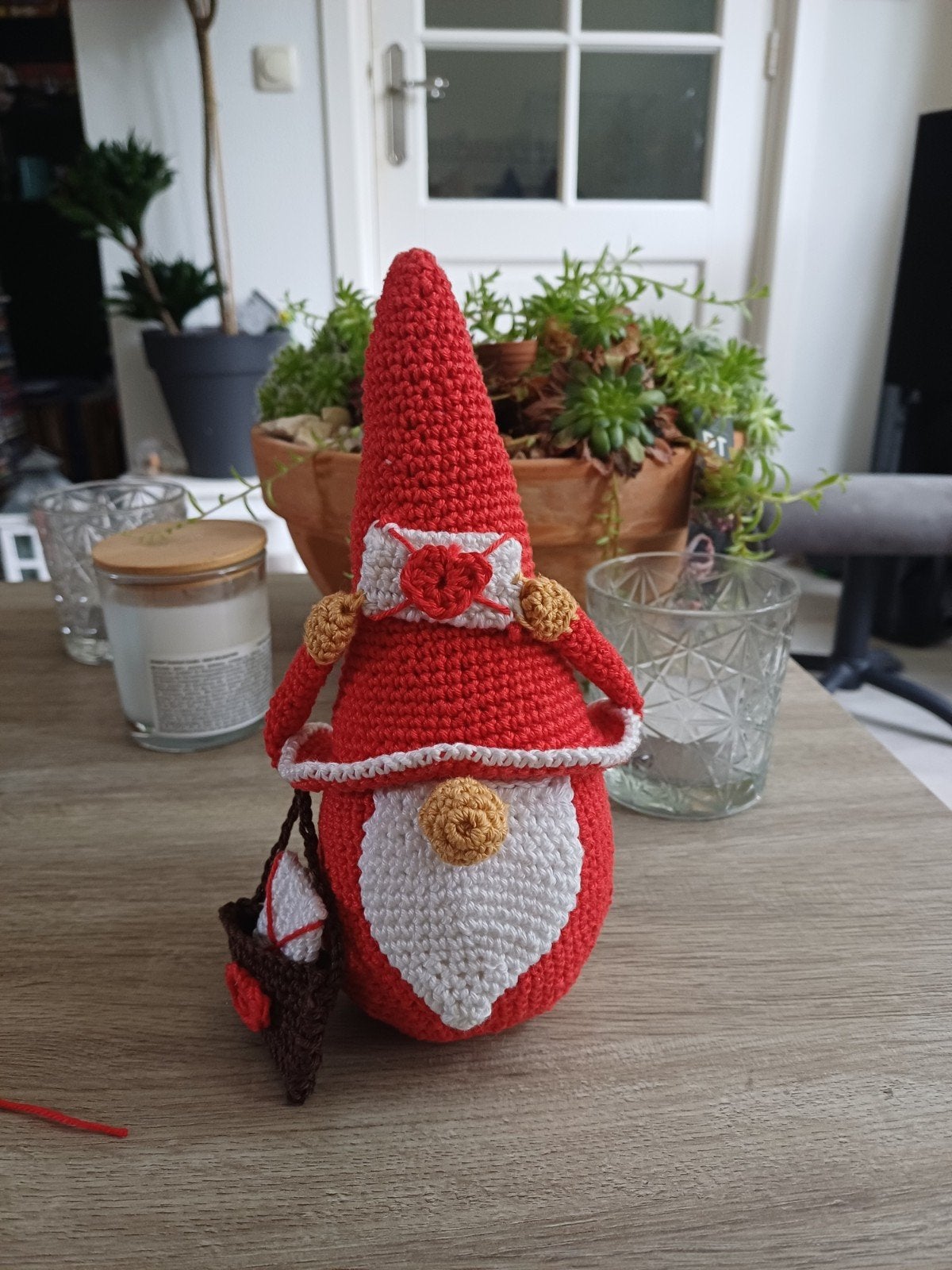 Gehaakte valentijnskabouter met tasje- Handgemaakt, Handgemaakt, Textiel, Nieuw, Ophalen of Verzenden