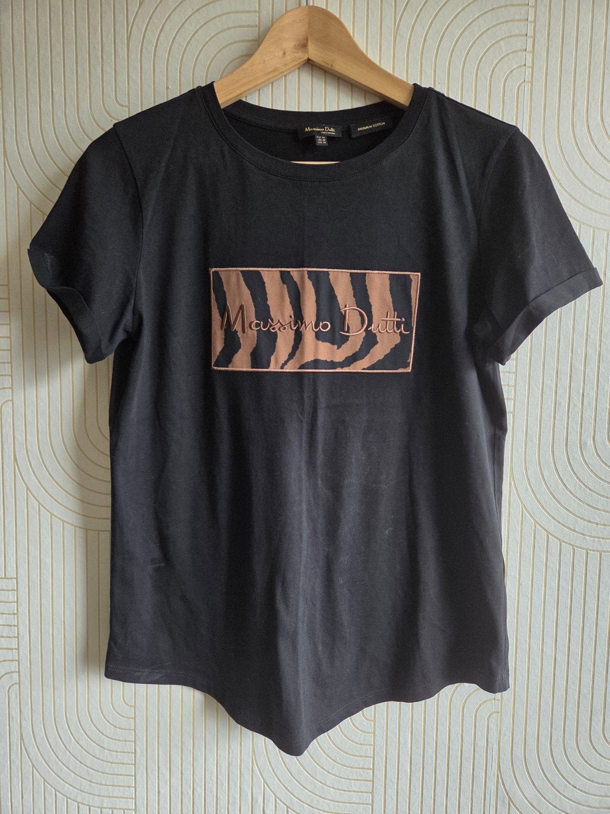 Massimo Dutti T-shirt Zwart met print - Maat XS, Kleding | Dames, Massimo Dutti, Verzenden, Zwart, Massimo Dutti