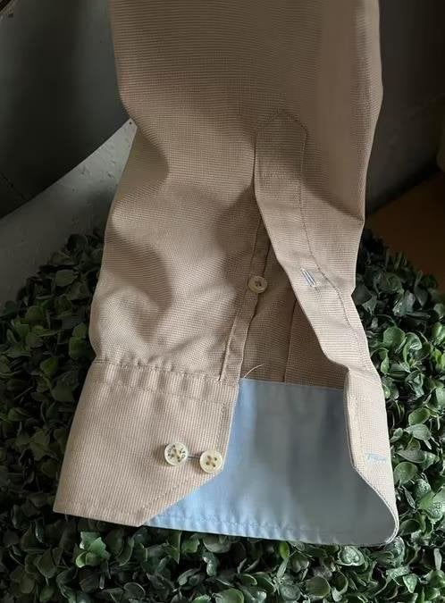 Ledub midern fit maat 43 overhemd, Ophalen of Verzenden, Zo goed als nieuw, Beige, Halswijdte 43/44 (XL)