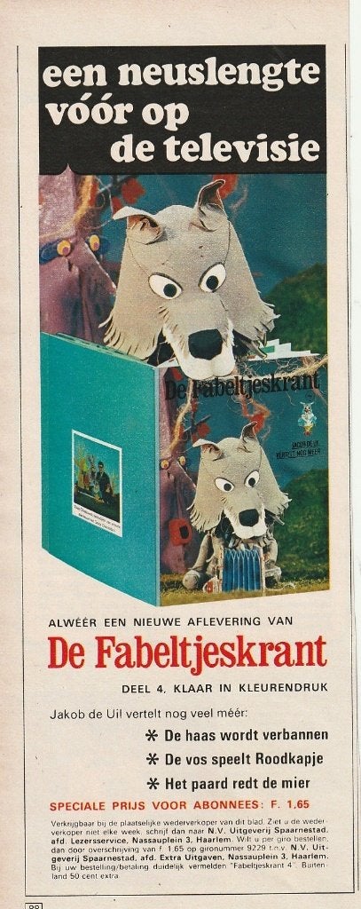 Retro reclame 1969 Fabeltjeskrant deel 4 klaar in kleur, Verzamelen, Retro, Verzenden, Overige typen