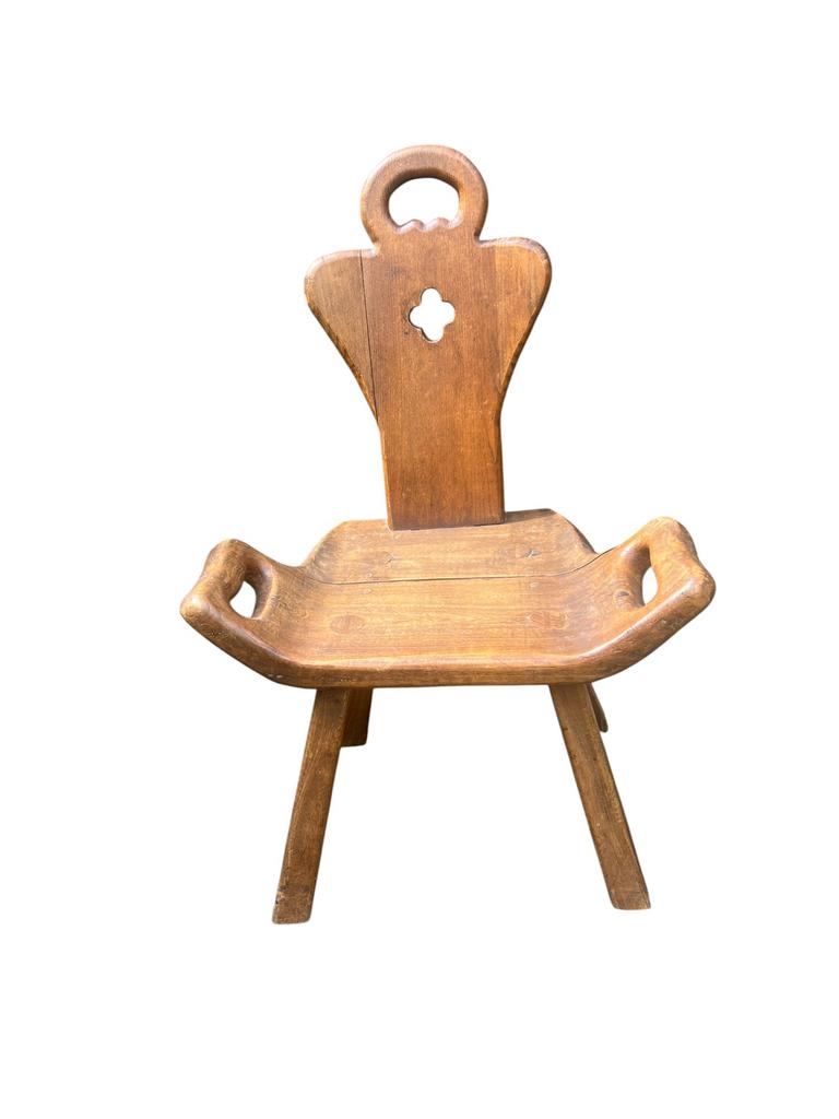 Brutalist vintage Spaans stoeltje | stoel jaren 30, Gebruikt, Bruin, Ophalen of Verzenden, Brutalisme vintage retro art deco