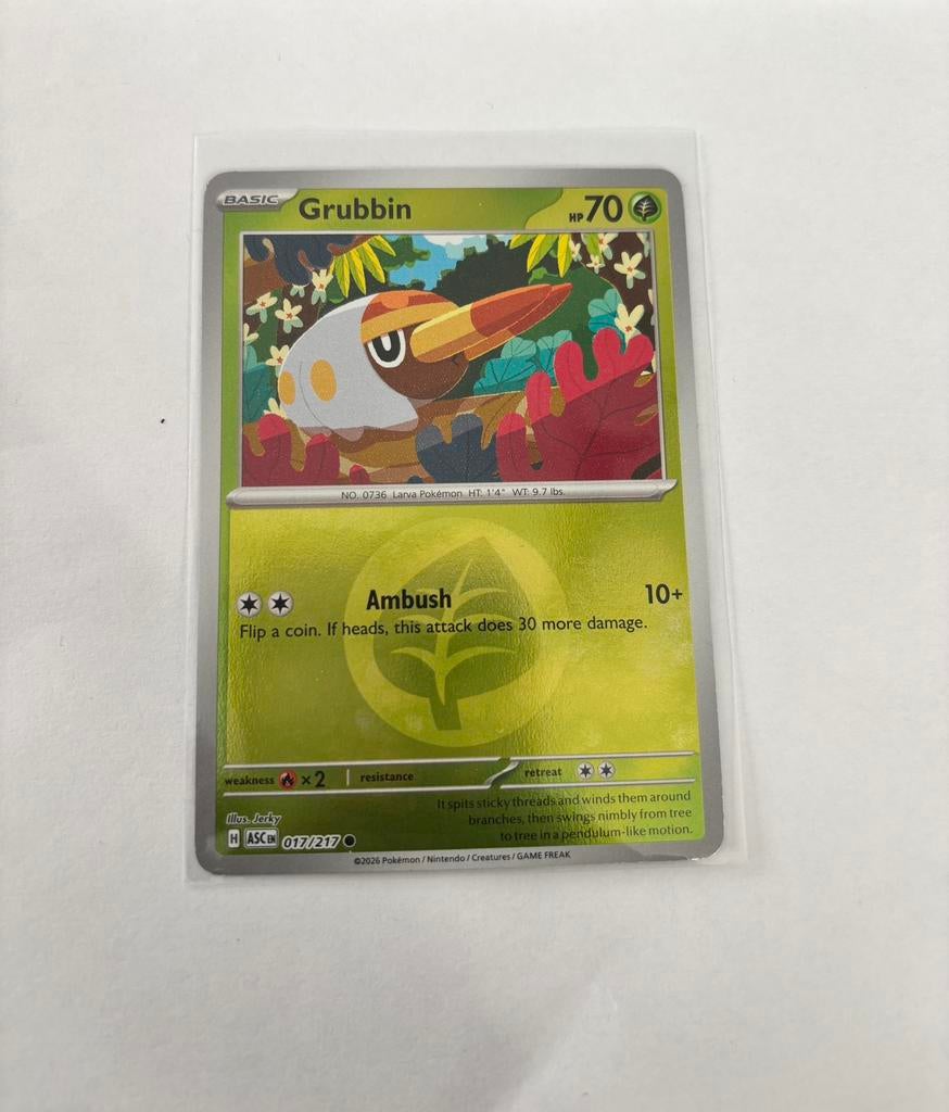 Pokemon Grubbin 017/217 ASC reverse holo energy, Ophalen of Verzenden, Zo goed als nieuw