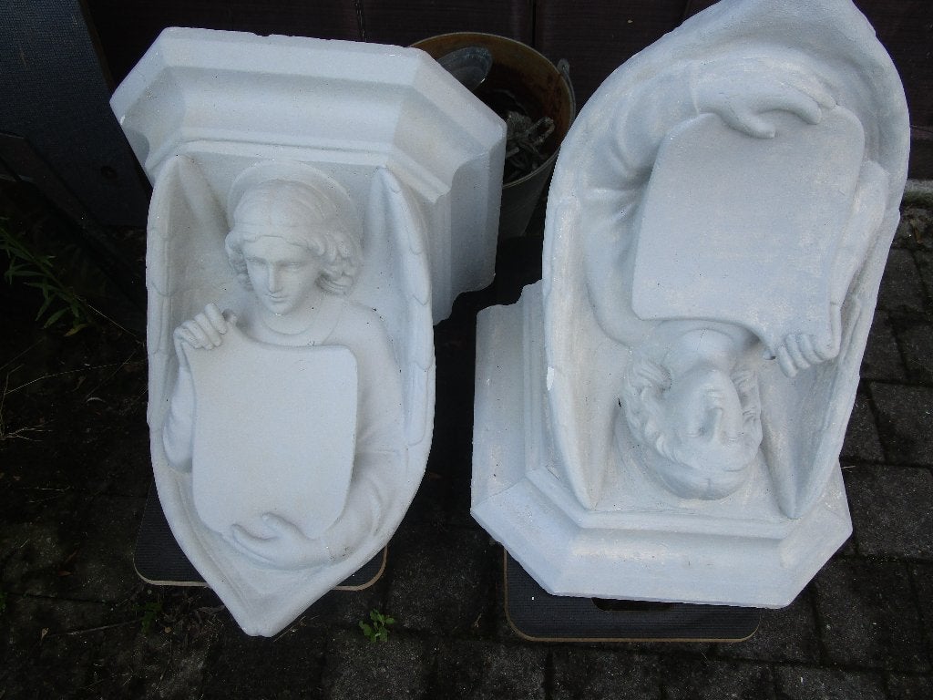 muurconsoles engel gips, Antiek en Kunst, Ophalen