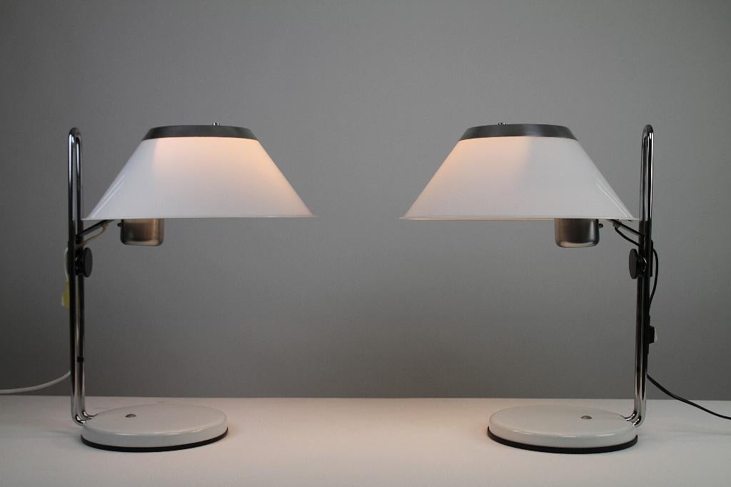 Paar "Mars" tafellampen – Per Sundstedt voor Ateljé Lyktan, 50 tot 75 cm, Ophalen of Verzenden, Metaal, Scandinavian Modern / Midcentury-Modern / Swedish Modern