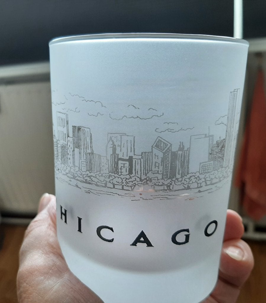 Chicago skyline matglazen waterglas/ whiskyglas, nieuwstaat, Verzamelen, Glas en Borrelglaasjes, Verzenden, Zo goed als nieuw