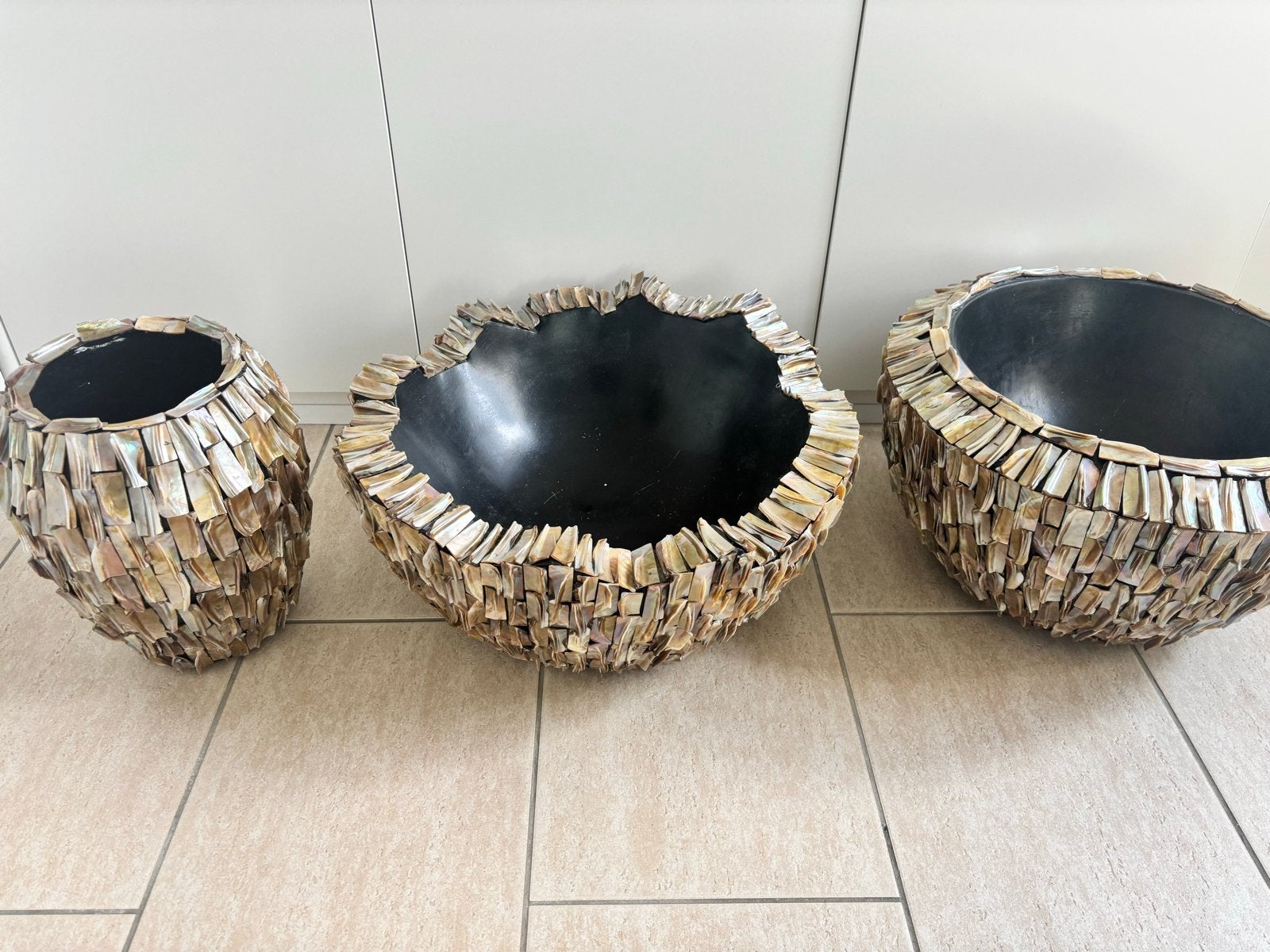 Set van 3 decoratieve schalen/potten met parelmoer, Ophalen of Verzenden