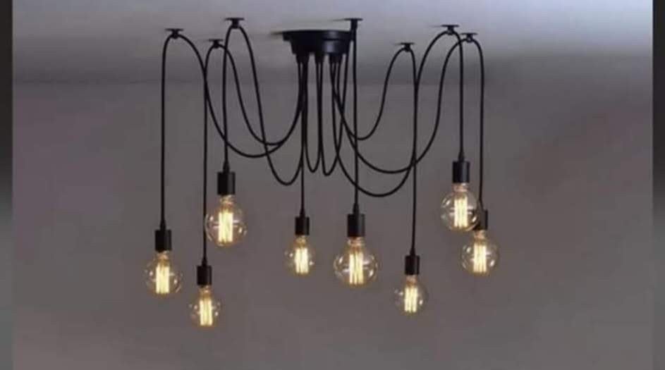 Plafondlamp met 8 lichtbollen, Ophalen of Verzenden, Zwart, Zo goed als nieuw