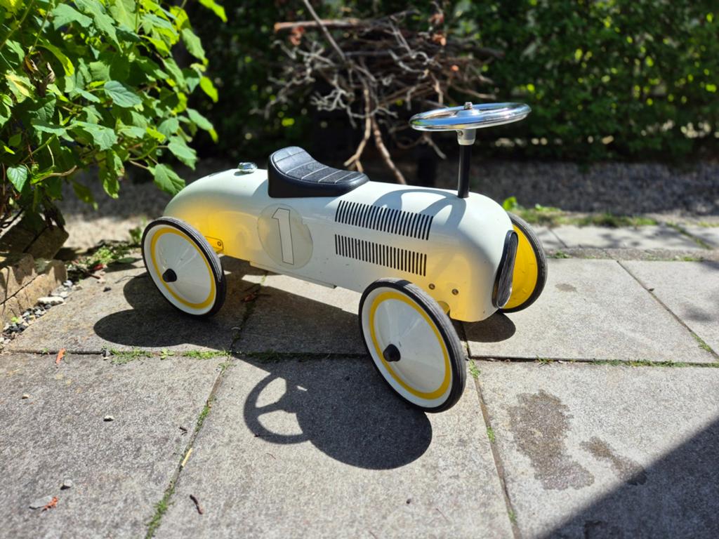 Retro loopauto wit/geel - Klassieke raceauto, Ophalen, Gebruikt
